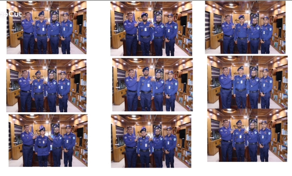 পদোন্নতিপ্রাপ্ত পুলিশ সদস্যদের র‍্যাংক ব্যাজ পরিয়ে দেন পুলিশ সুপার 