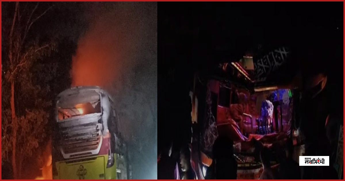 ফরিদপুরের ভাঙ্গায় বাসচাপায় ৫ জনের মৃত্যু, গাড়িতে অগ্নিসংযোগ