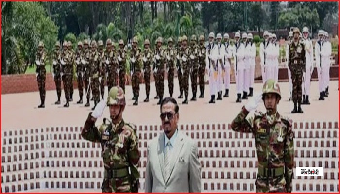 জাতীয় স্মৃতিসৌধে শ্রদ্ধা জানালেন ভারপ্রাপ্ত রাষ্ট্রপতি হাফিজ উদ্দিন