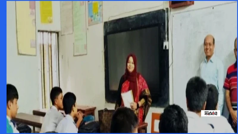 শিক্ষার্থীদের অনুপ্রাণিত করতে শ্রেণিকক্ষে ইউএনও রেজওয়ানা নাহিদের পাঠদান
