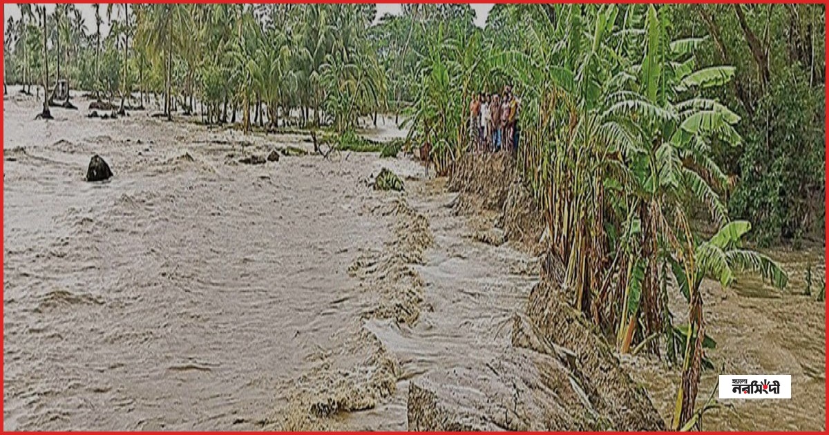 হাতিয়ায় বেড়িবাঁধ ধসে তিন গ্রাম প্লাবিত, বাড়ছে জনদুর্ভোগ
