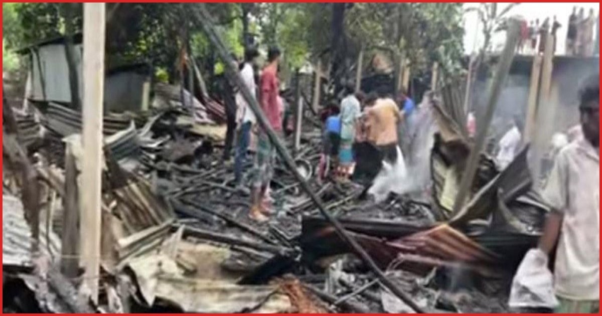 রায়পুরে মাদকাসক্ত যুবকের দেওয়া আগুনে ১৭ পরিবারের স্বপ্ন ছাই